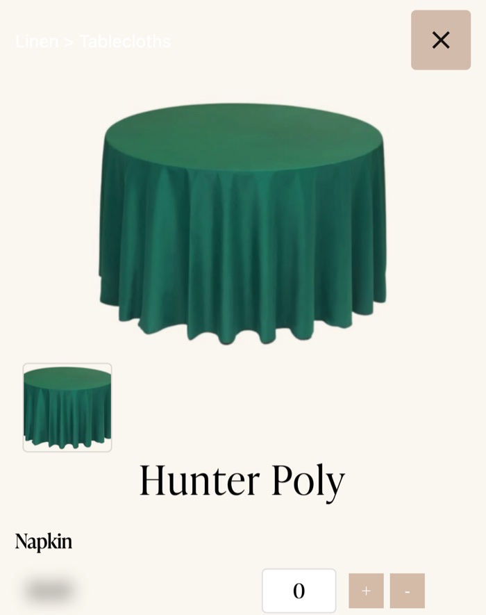 Screenshot of the Easy Pop Select popup on a phone: Hunter Poly with each size and a quantity selector